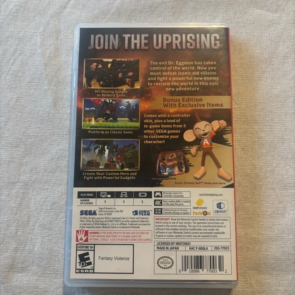 Sonic Forces Bonus Edition for Nintendo Switch